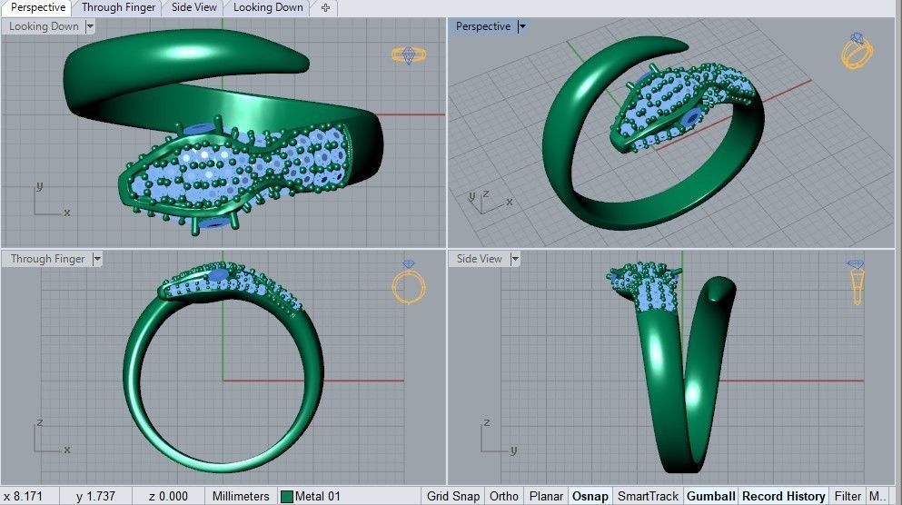 snake ring 3D print model_4