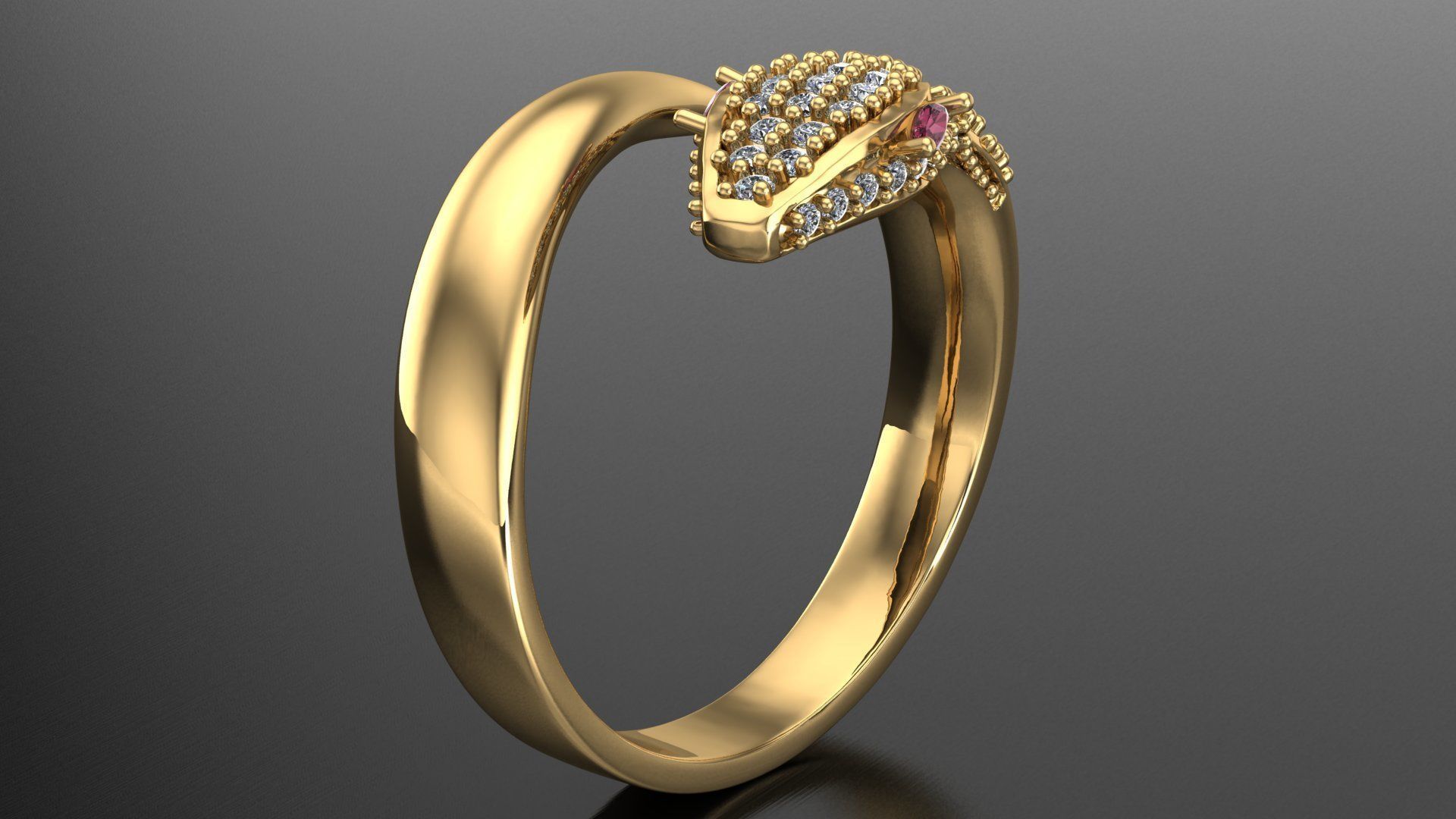 snake ring 3D print model_2