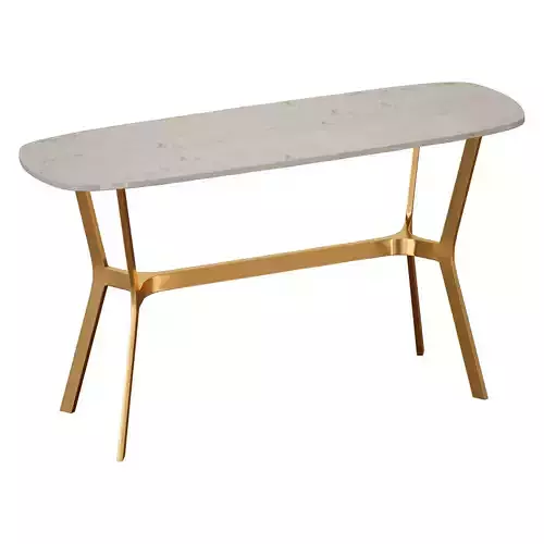 Elke Brown Marble Console Table with Brass Base