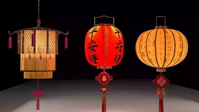 Chinese red lantern 3D model