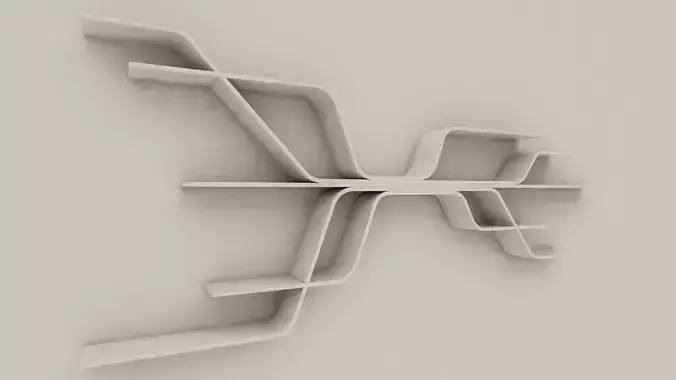 Shelf wall made of metal and wood