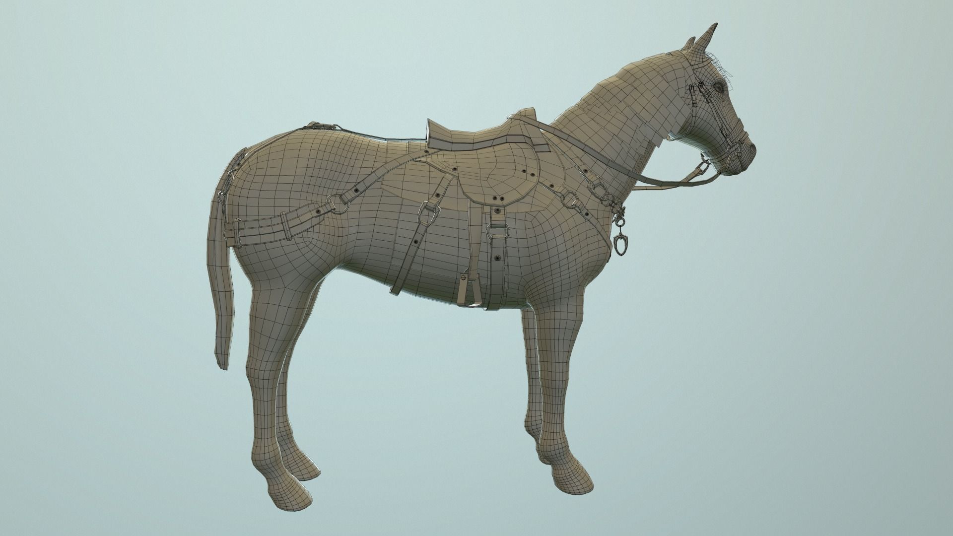 Medieval Horse Low-poly 3D model_12
