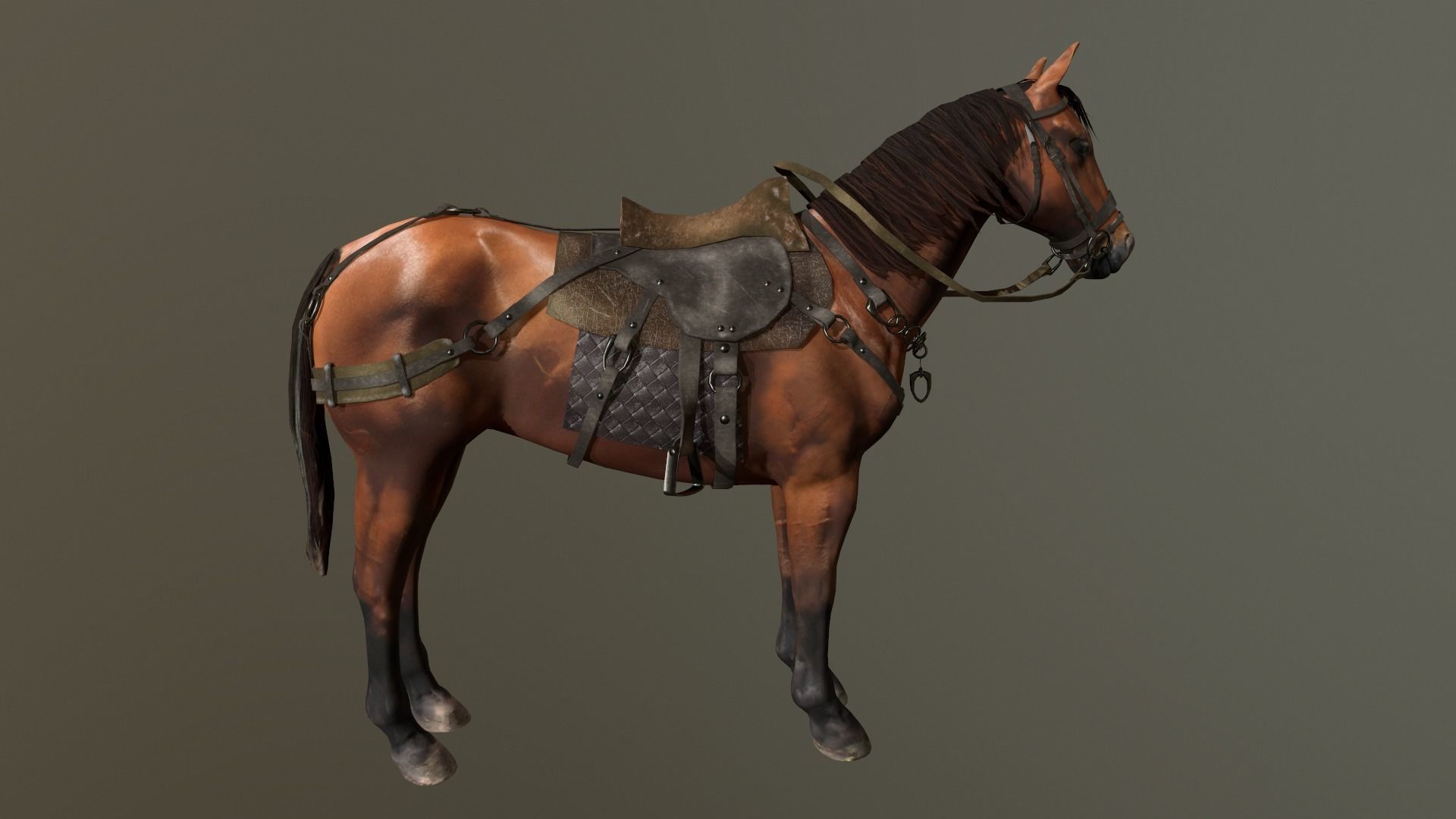 Medieval Horse Low-poly 3D model_8