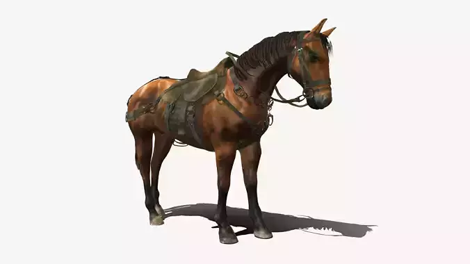 Medieval Horse Low-poly 3D model