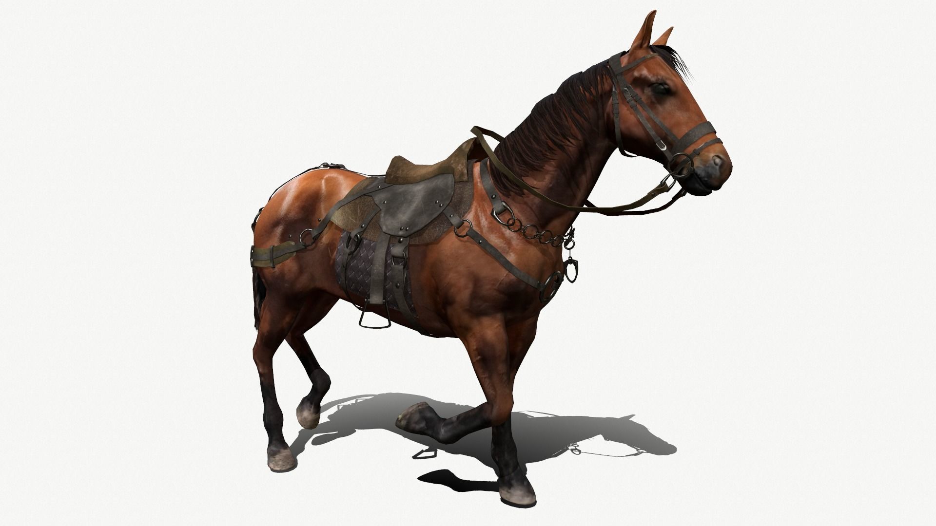 Medieval Horse Low-poly 3D model_10