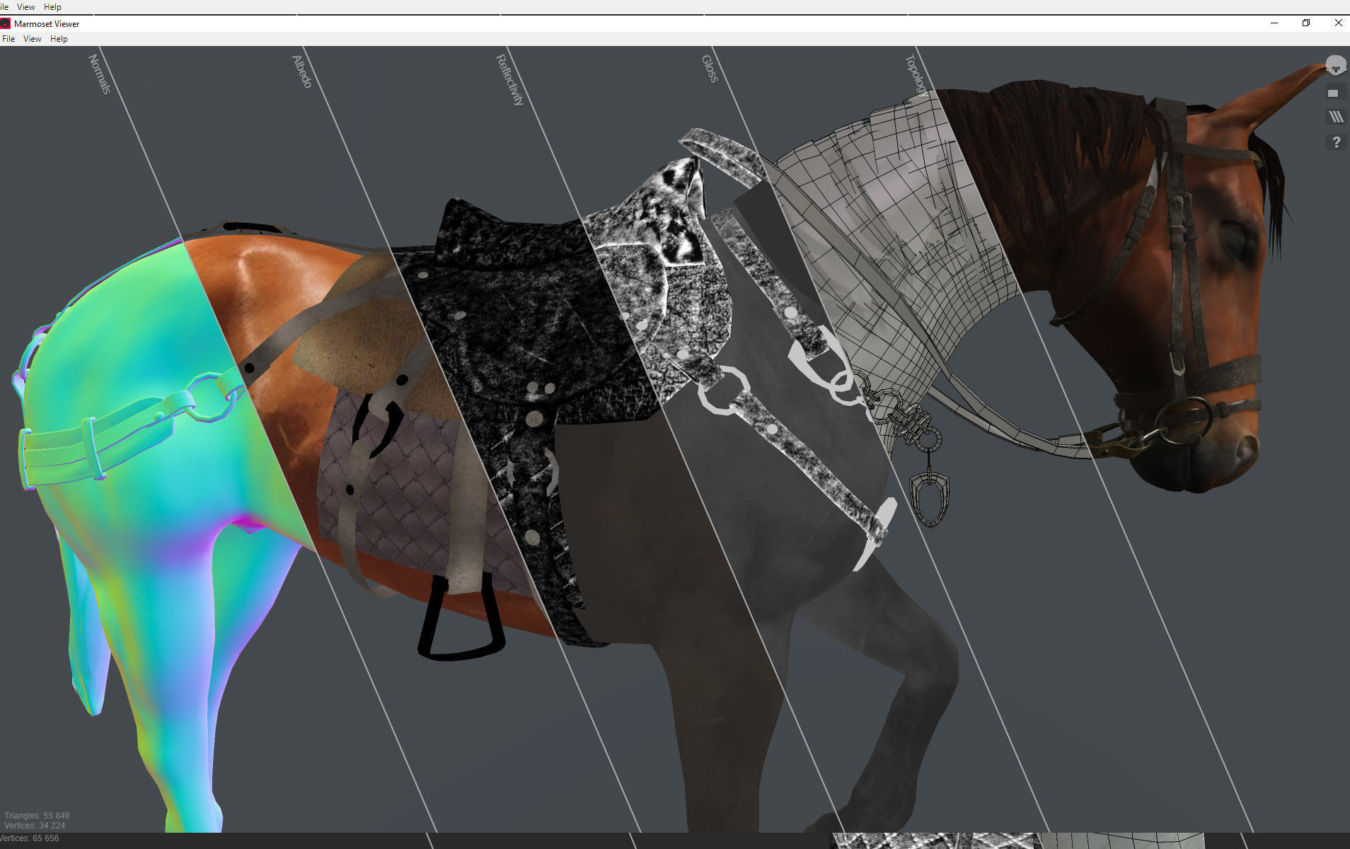 Medieval Horse Low-poly 3D model_11