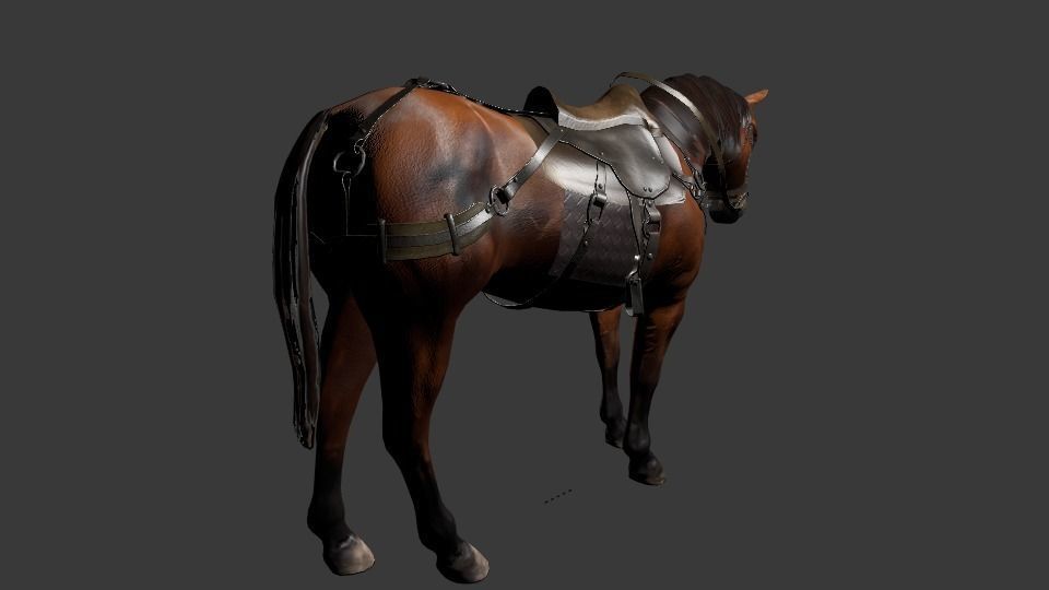 Medieval Horse Low-poly 3D model_5