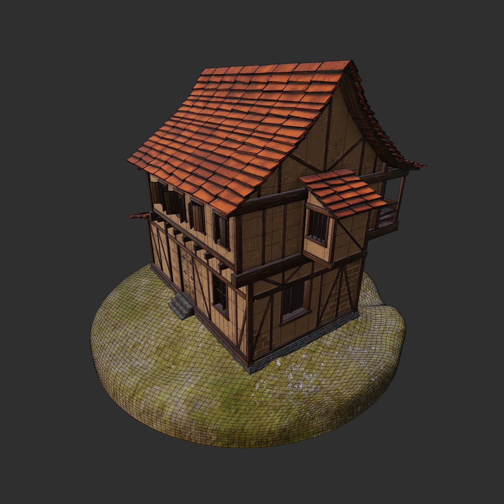 Medieval House Low-Poly Low-poly 3D model_5