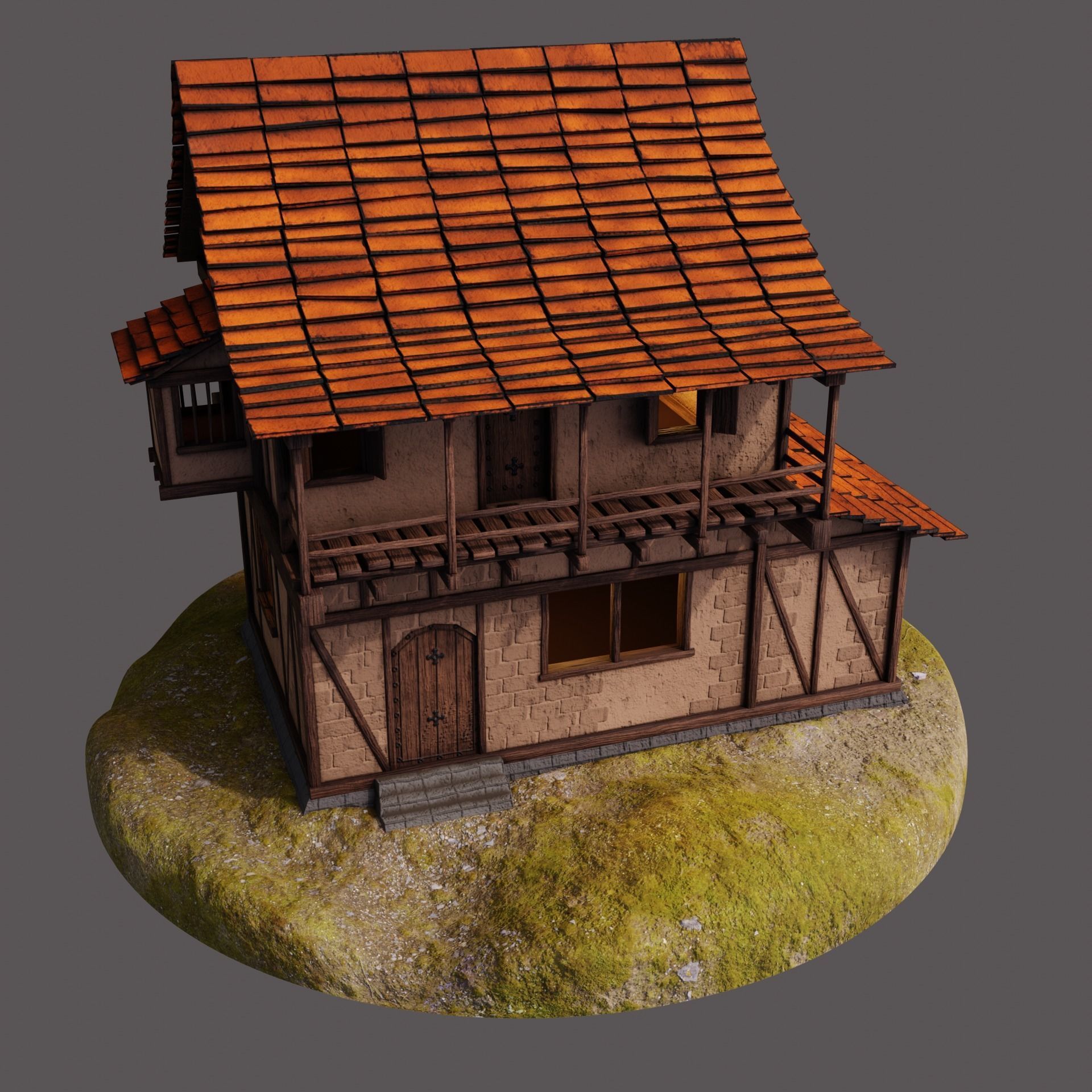 Medieval House Low-Poly Low-poly 3D model_4