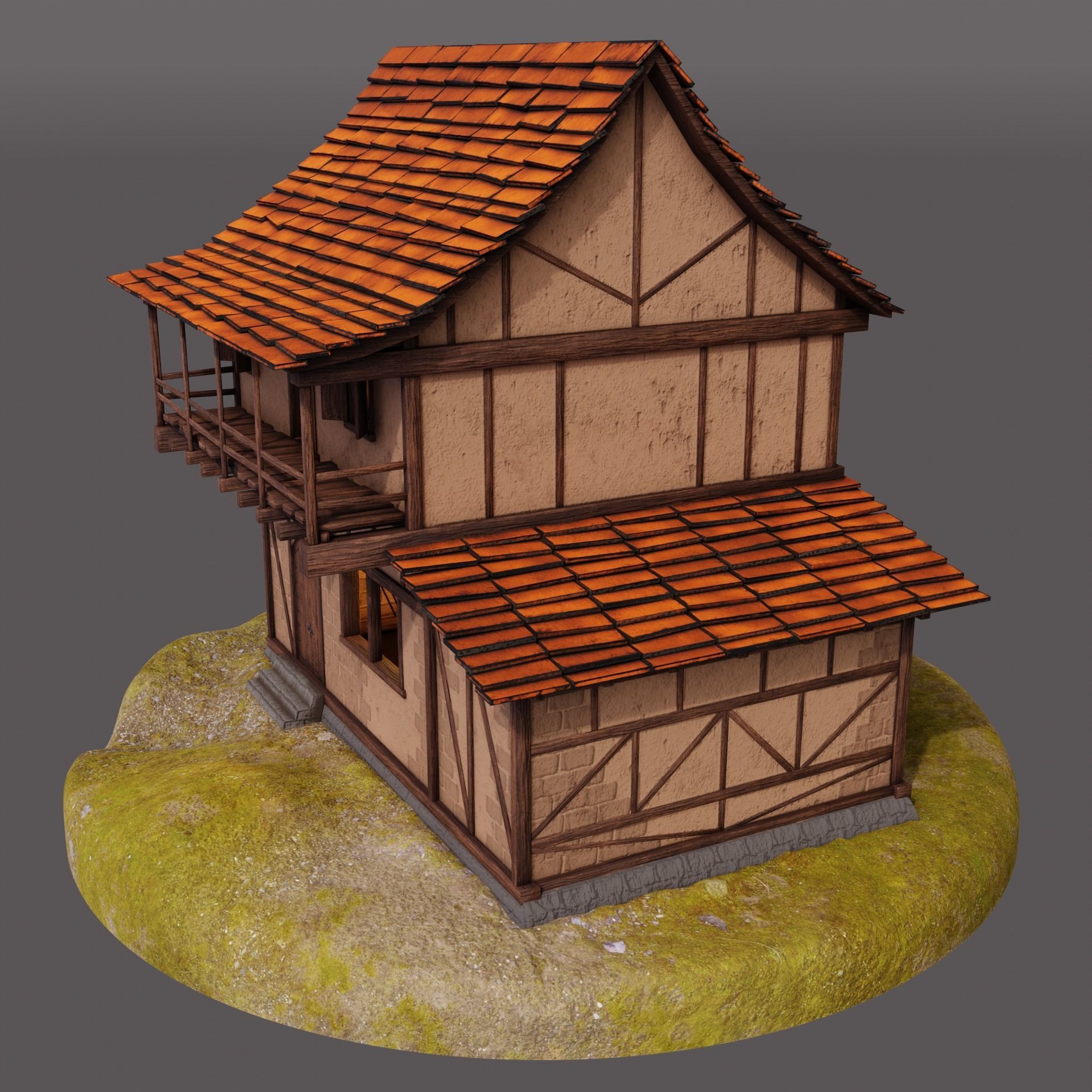 Medieval House Low-Poly Low-poly 3D model_3