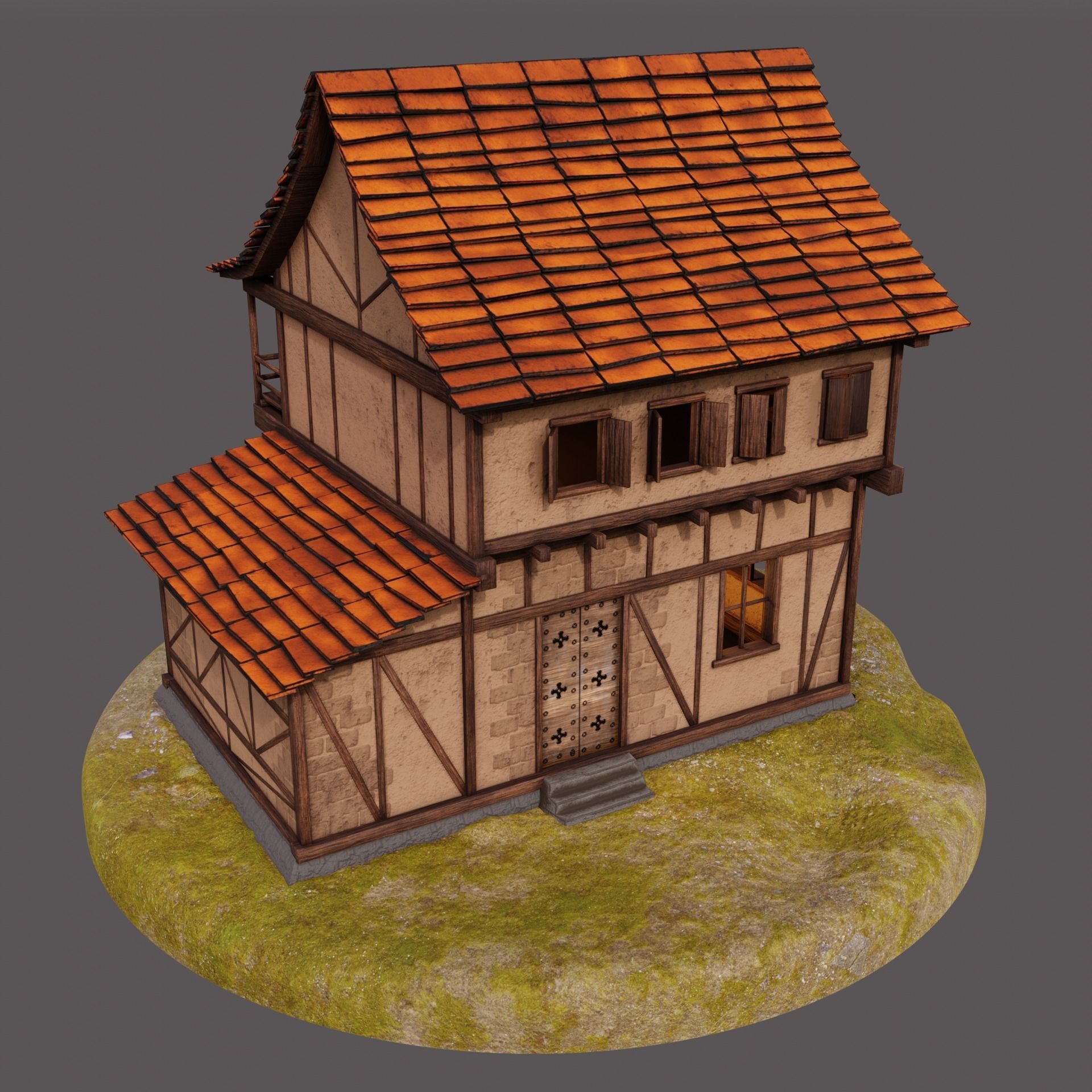 Medieval House Low-Poly Low-poly 3D model_1