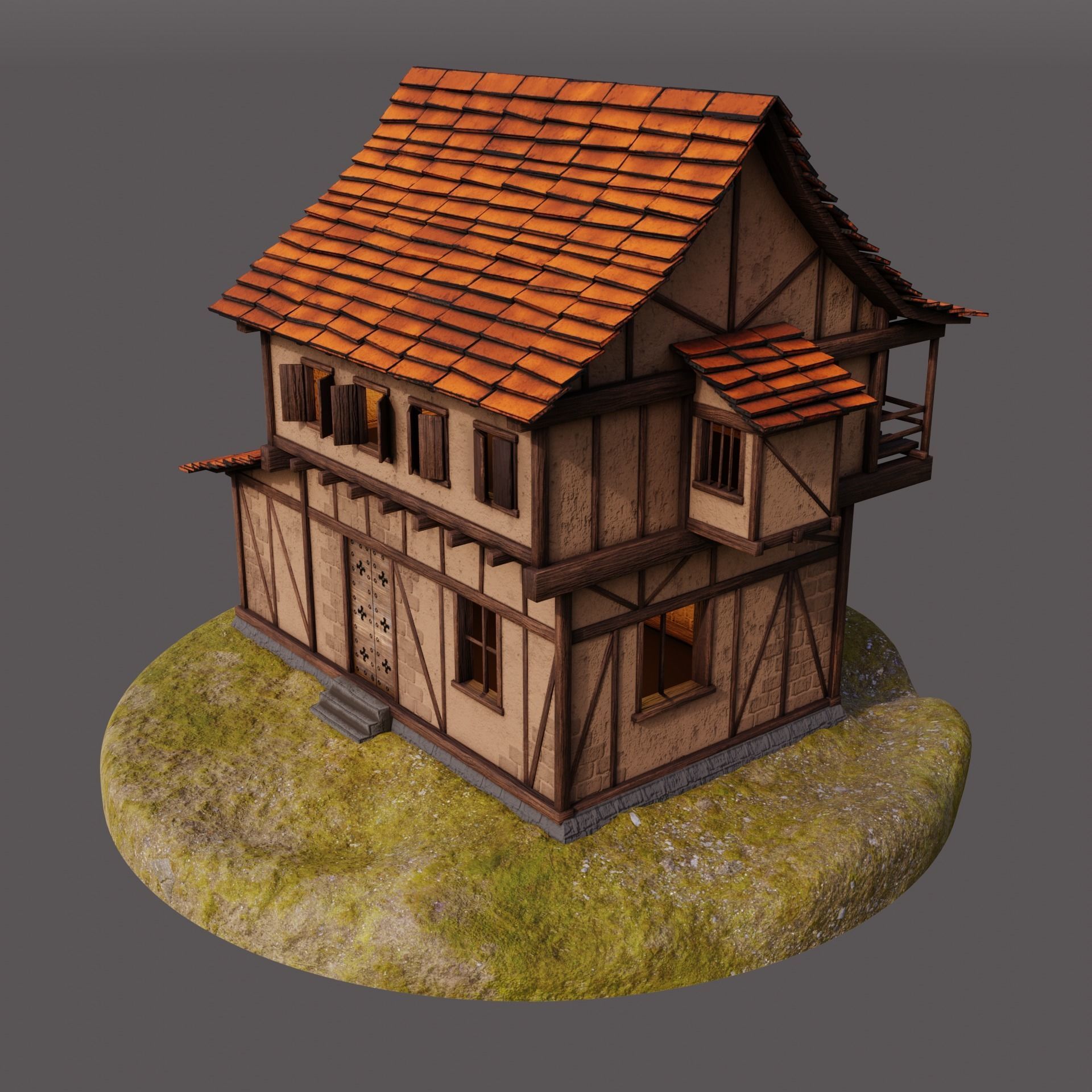Medieval House Low-Poly Low-poly 3D model_2