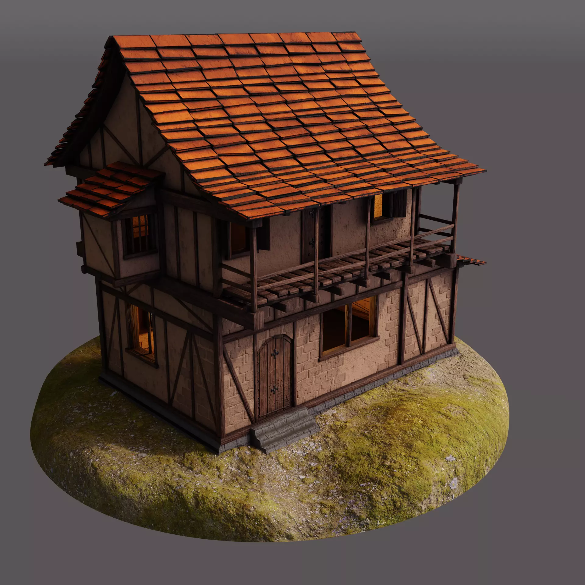 Medieval House Low-Poly Low-poly 3D model_0