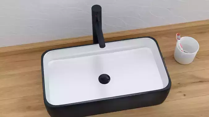 Modern Bathroom Sink and Black Fauset