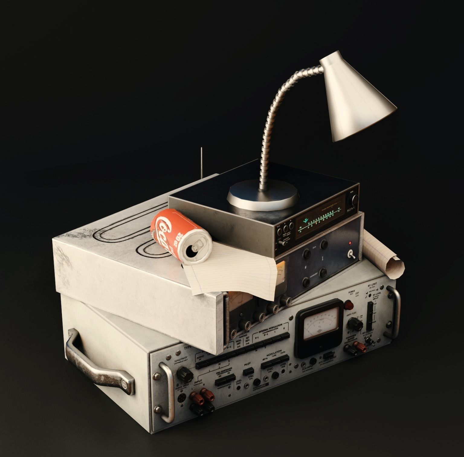Military Radio Communication Setup Low-poly 3D model_3