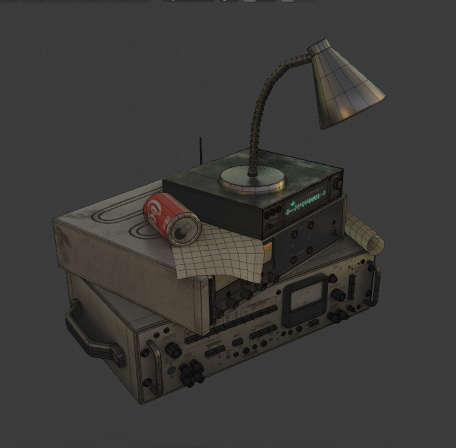 Military Radio Communication Setup Low-poly 3D model_4