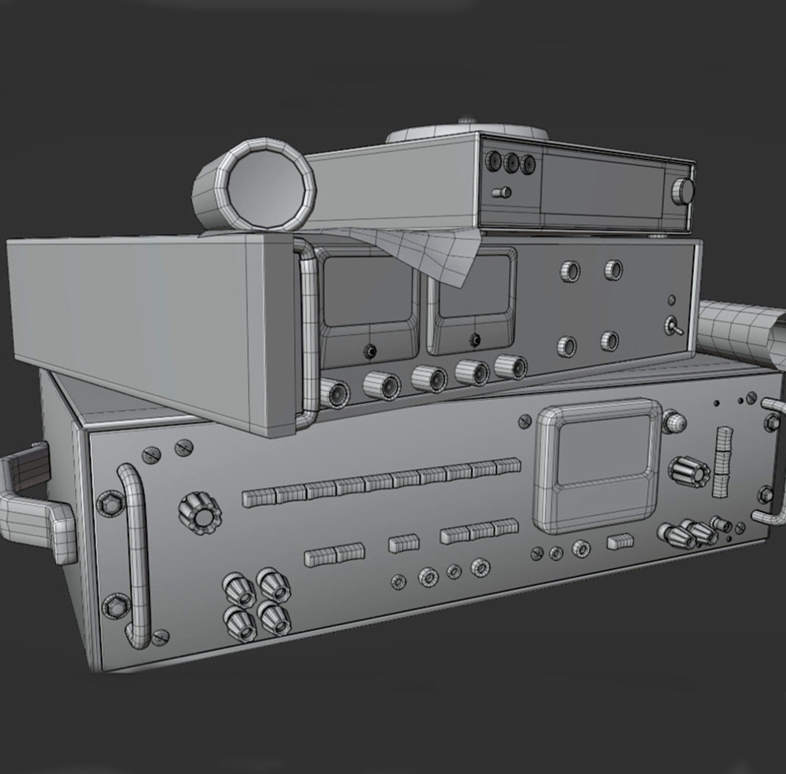 Military Radio Communication Setup Low-poly 3D model_7