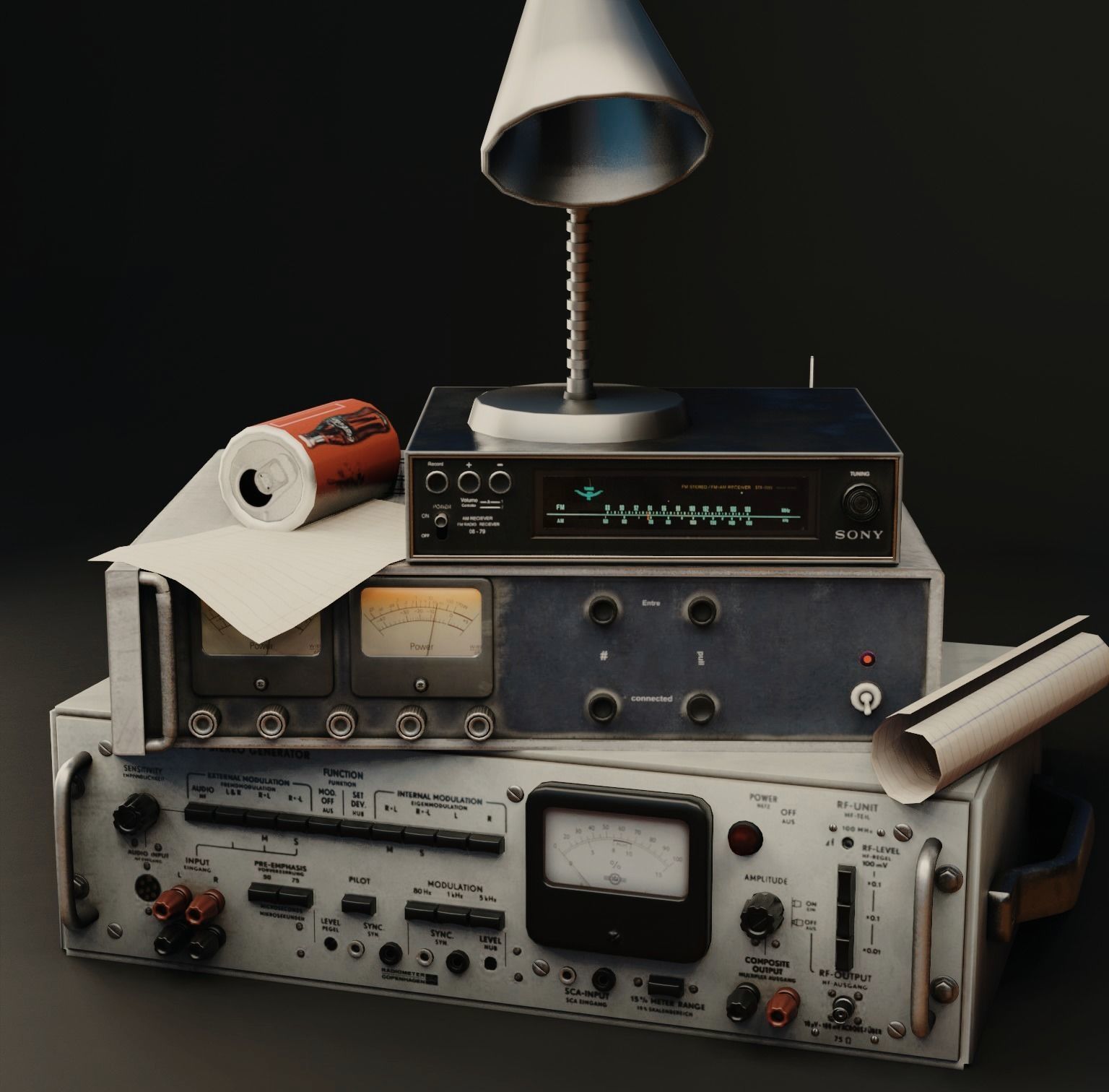 Military Radio Communication Setup Low-poly 3D model_1