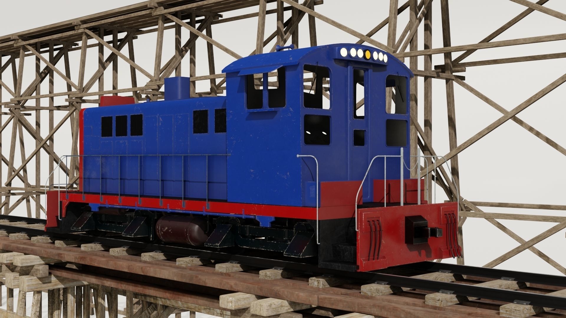 Railway Bridge 3D models complete of locomotive 3D model Low-poly 3D model_3