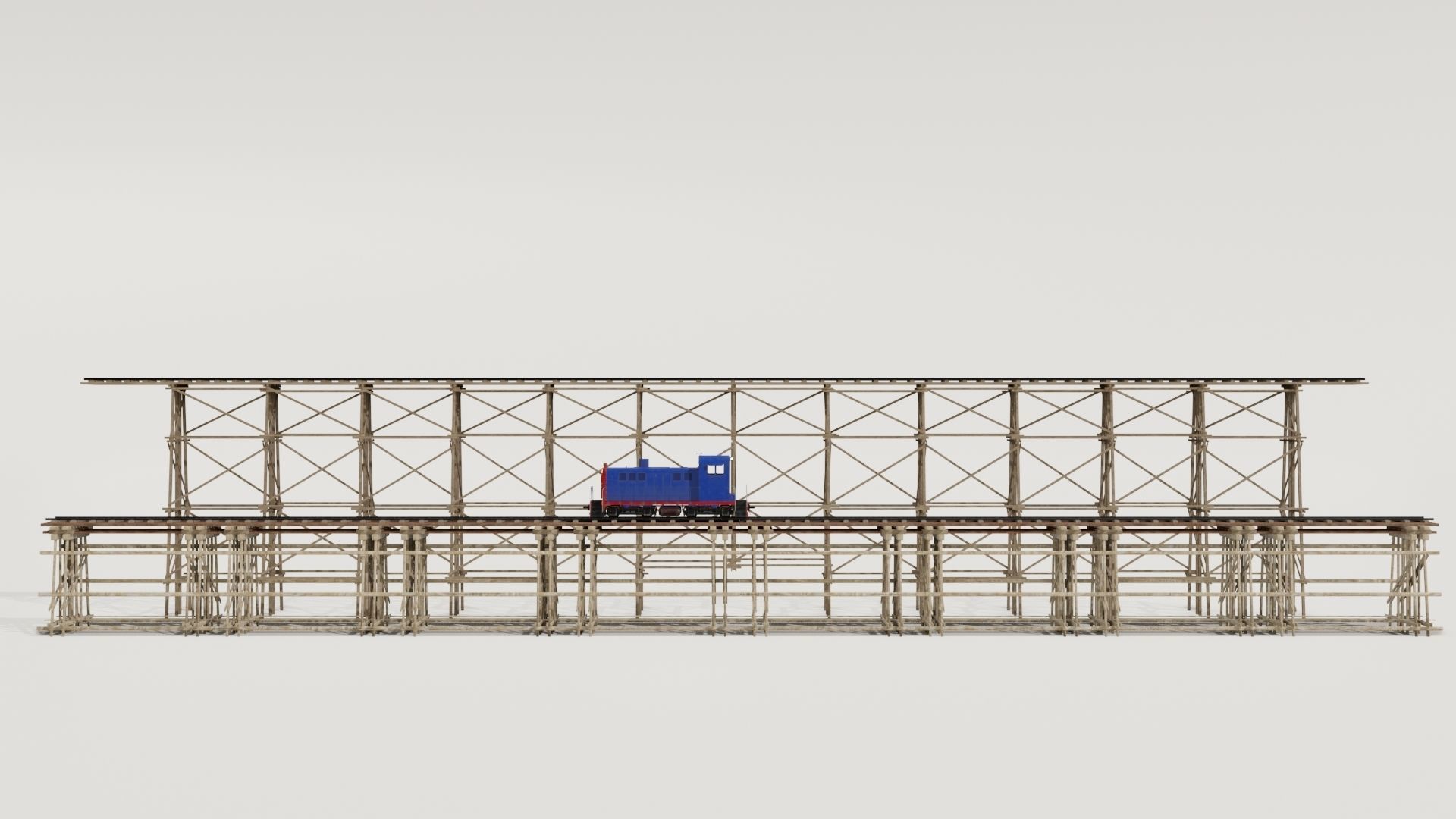Railway Bridge 3D models complete of locomotive 3D model Low-poly 3D model_5