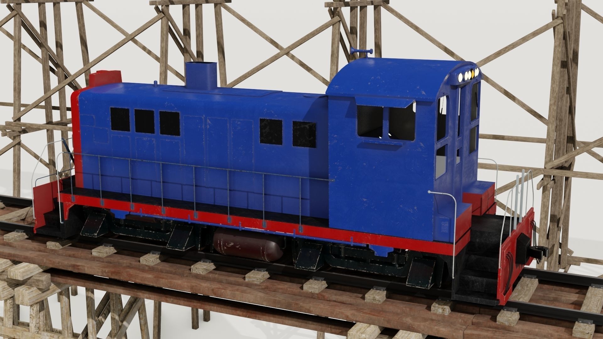 Railway Bridge 3D models complete of locomotive 3D model Low-poly 3D model_1