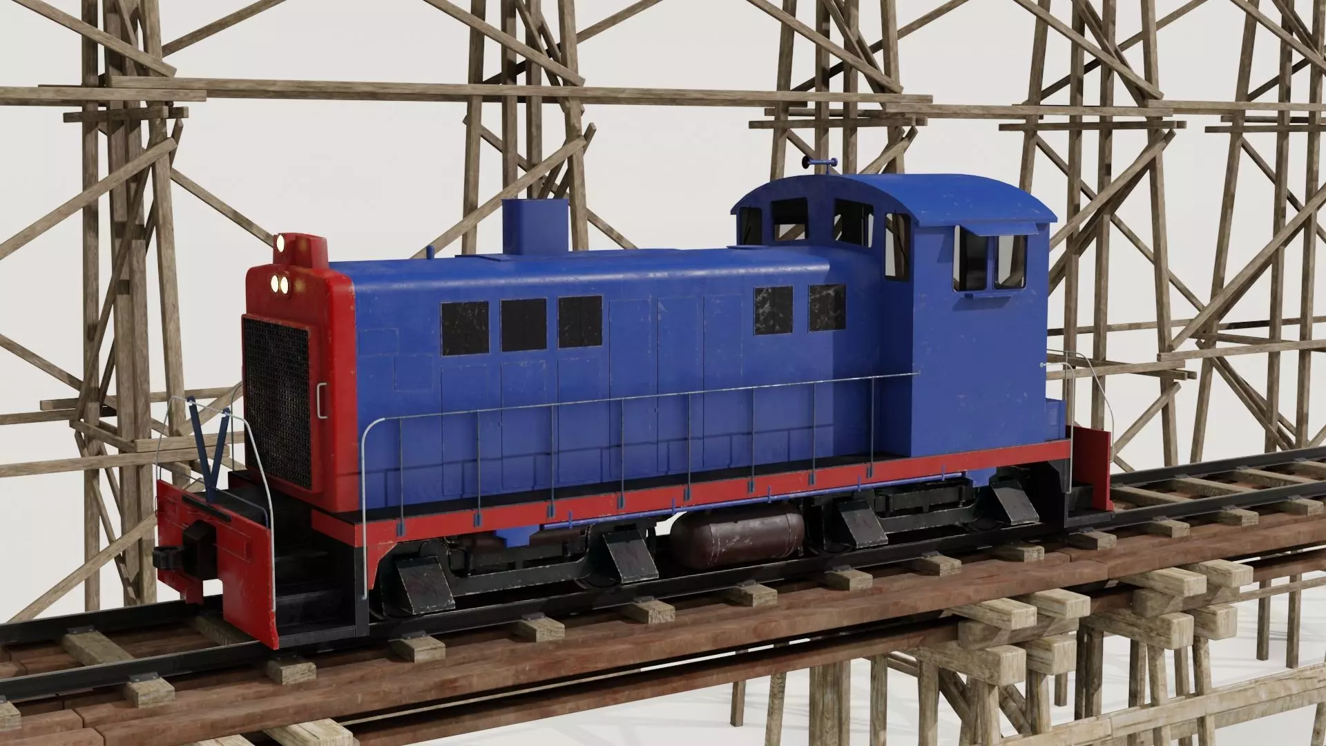 Railway Bridge 3D models complete of locomotive 3D model Low-poly 3D model_0