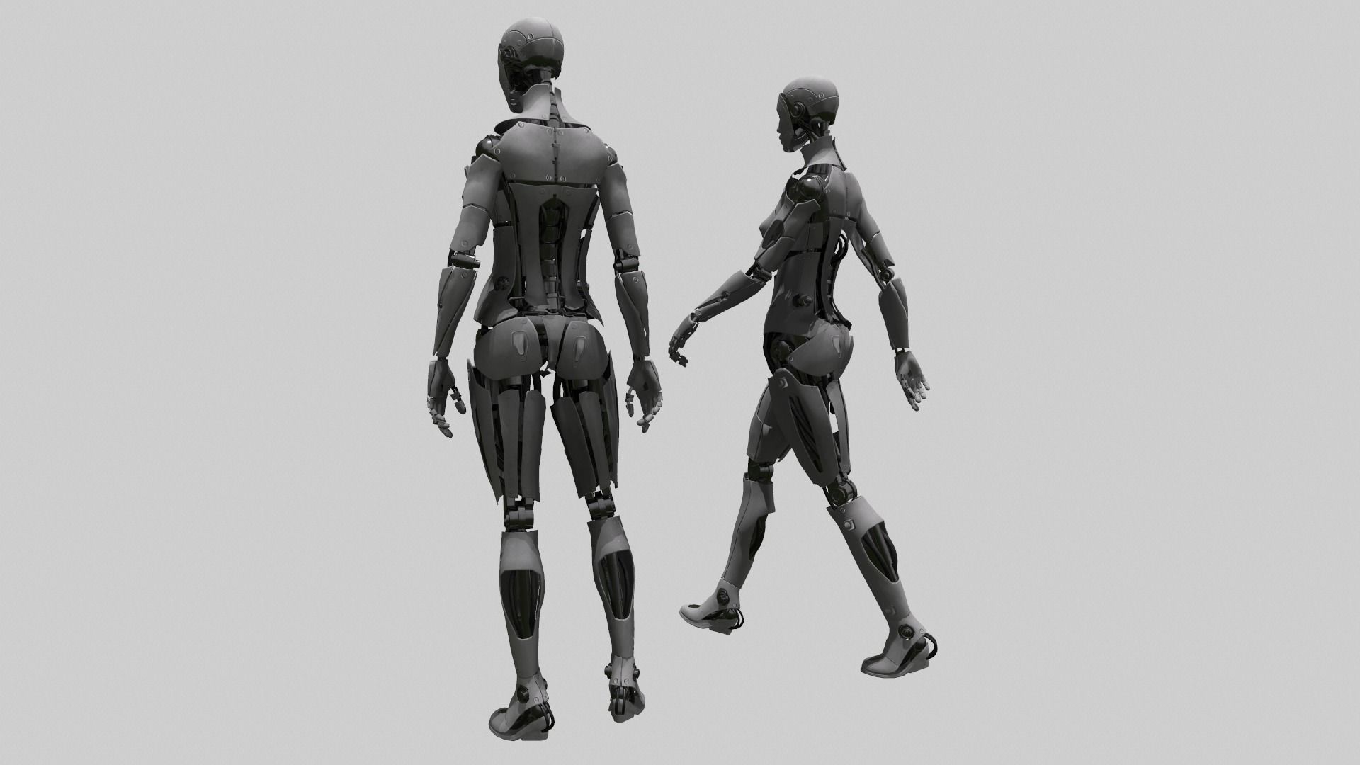 Android Female Low-poly 3D model_3