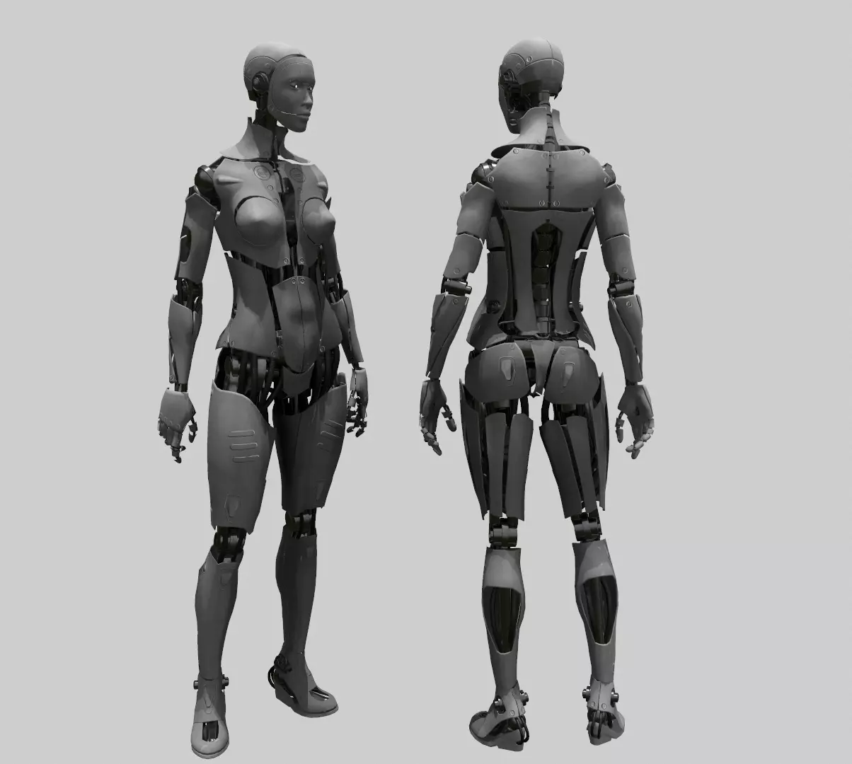 Android Female Low-poly 3D model_0