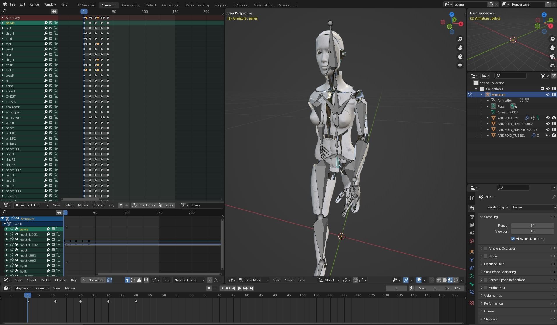 Android Female Low-poly 3D model_14