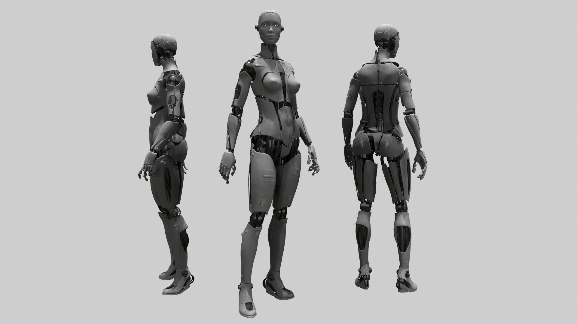 Android Female Low-poly 3D model_7