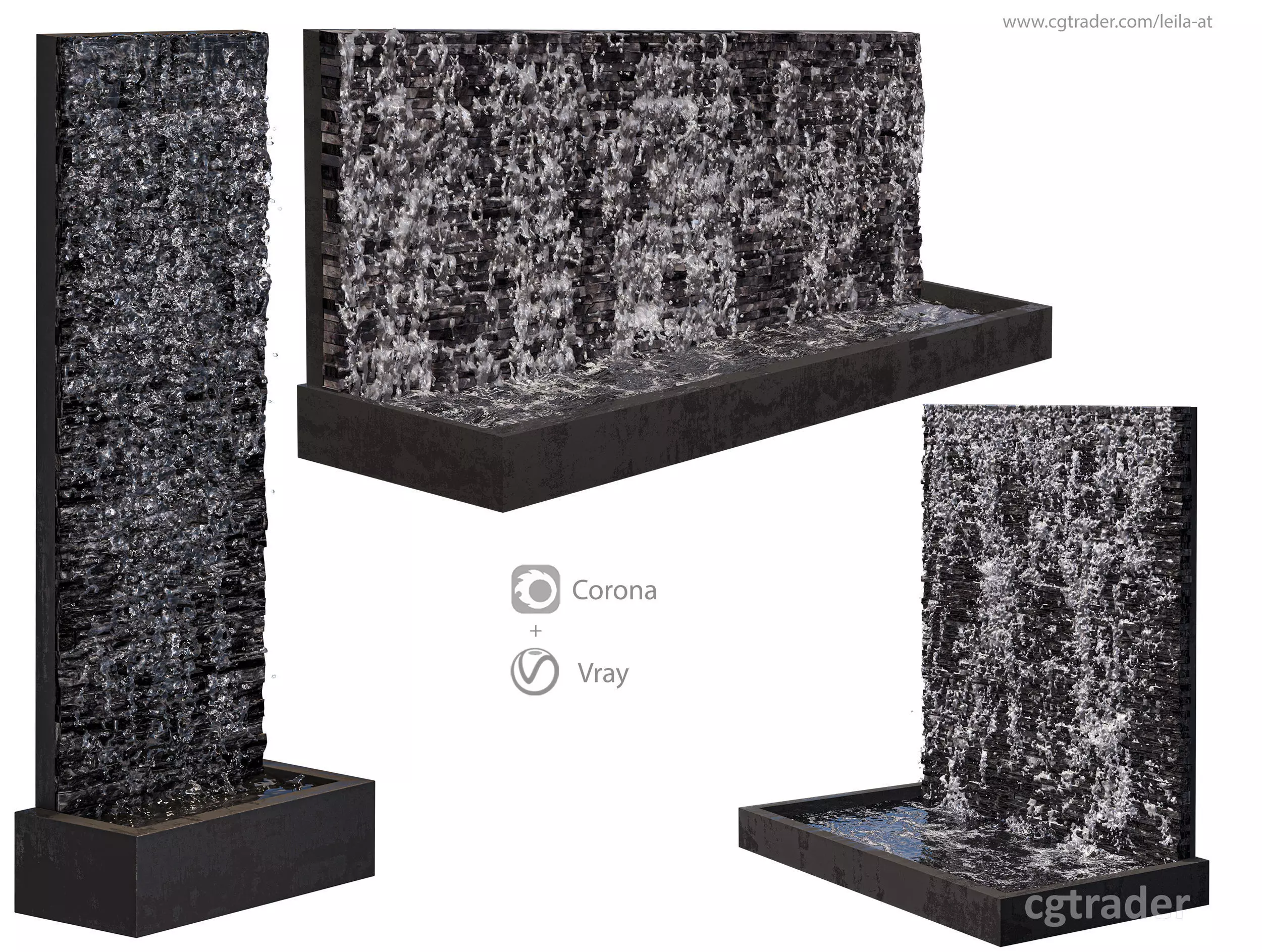 Water wall fountains 3D model