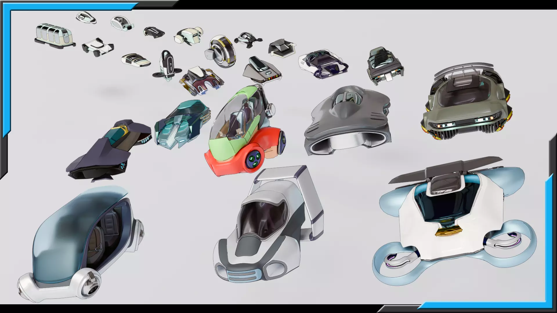 23  Simplistic Sci-Fi Flying Vehicles 3D Model Collection_0