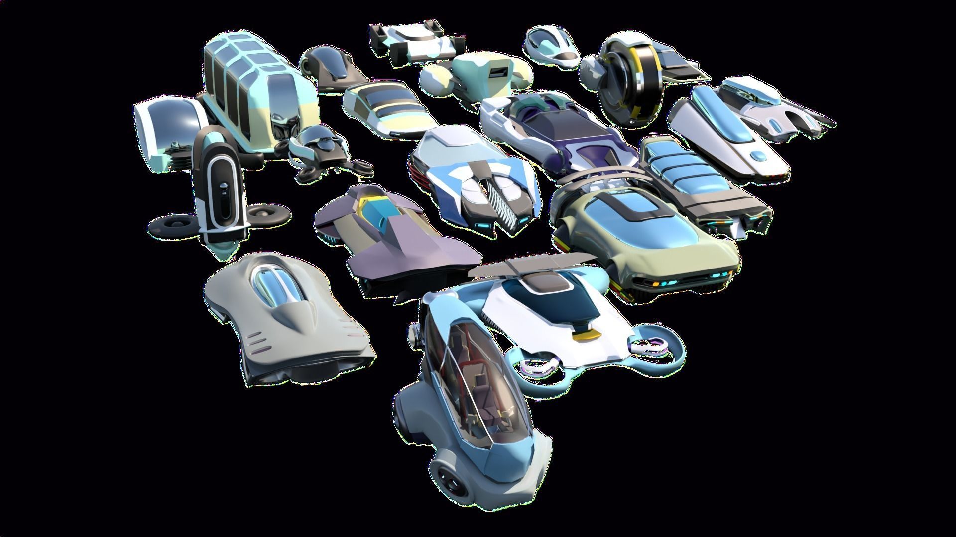 23  Simplistic Sci-Fi Flying Vehicles 3D Model Collection_66