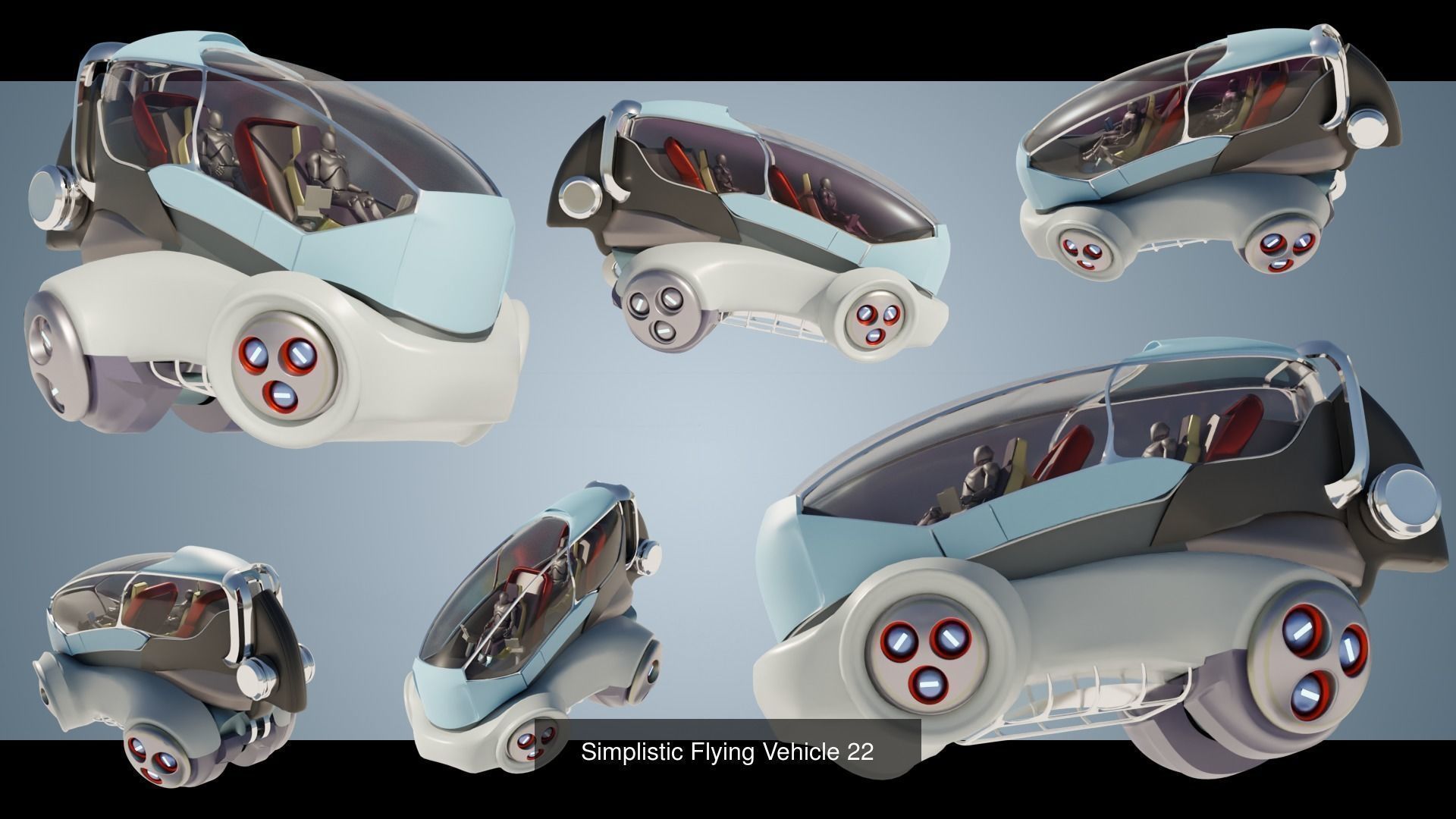 23  Simplistic Sci-Fi Flying Vehicles 3D Model Collection_12