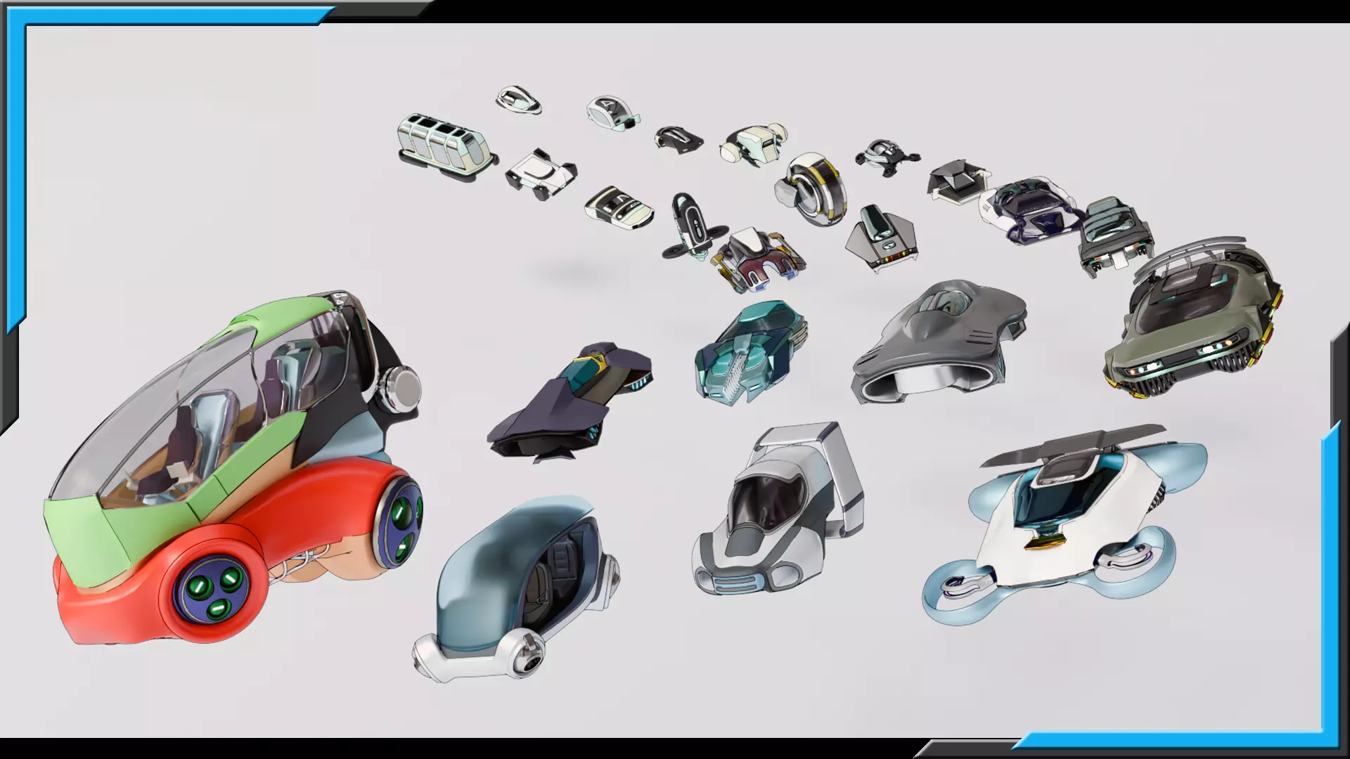 23  Simplistic Sci-Fi Flying Vehicles 3D Model Collection_2