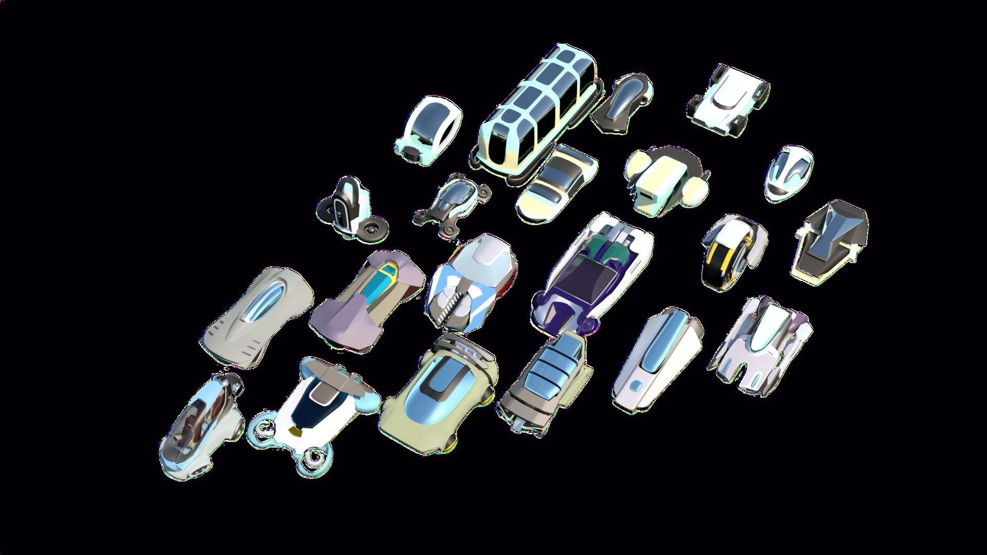 23  Simplistic Sci-Fi Flying Vehicles 3D Model Collection_8