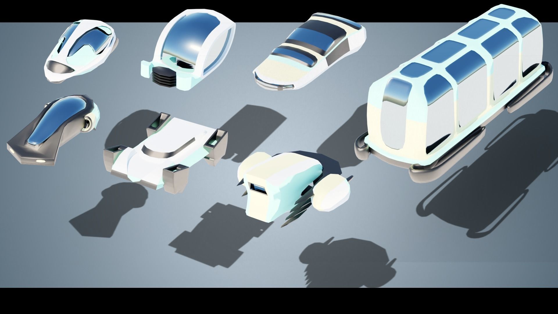 23  Simplistic Sci-Fi Flying Vehicles 3D Model Collection_9