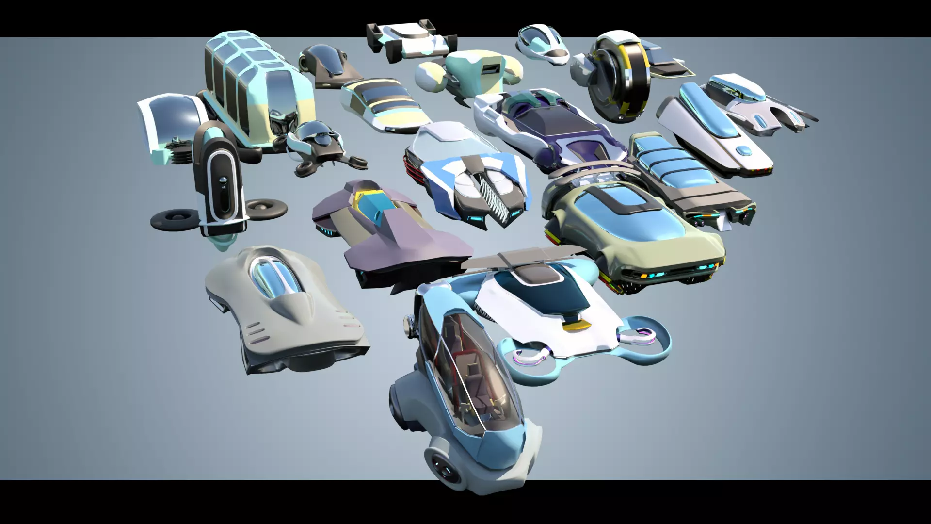 23  Simplistic Sci-Fi Flying Vehicles 3D Model Collection_3