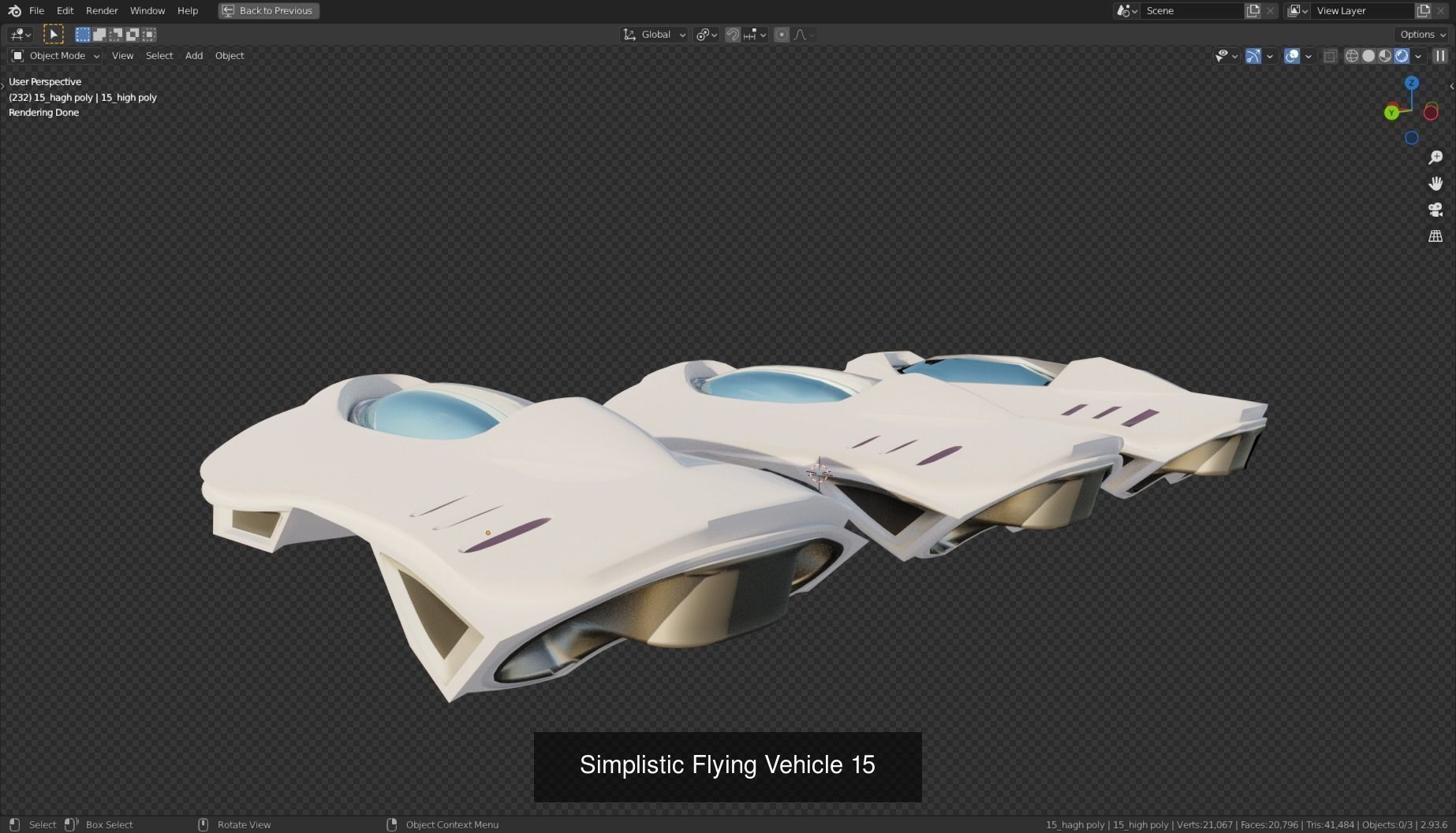 23  Simplistic Sci-Fi Flying Vehicles 3D Model Collection_22