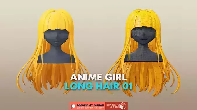 Character - Anime Girl Long Hair 01