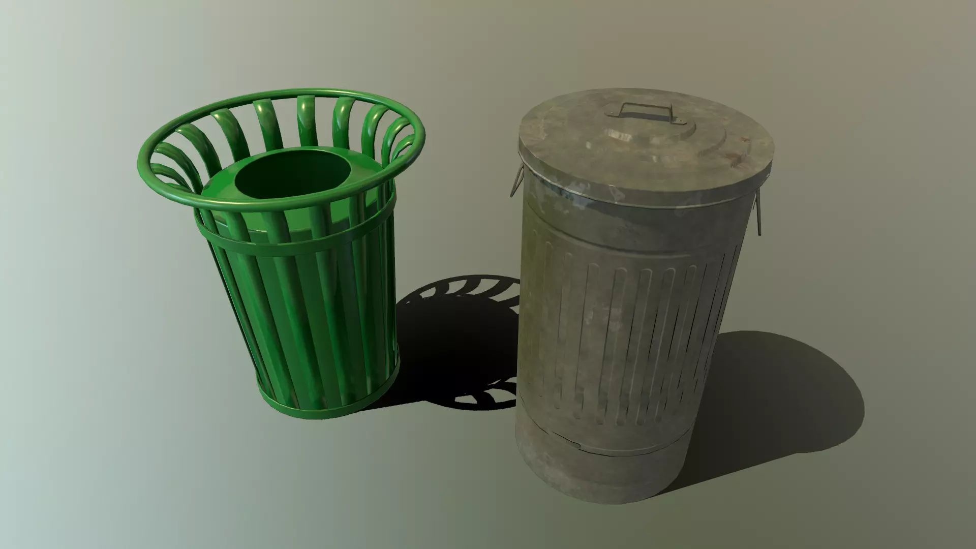 Trashcan trash can and recycling bin Free 3D model_0