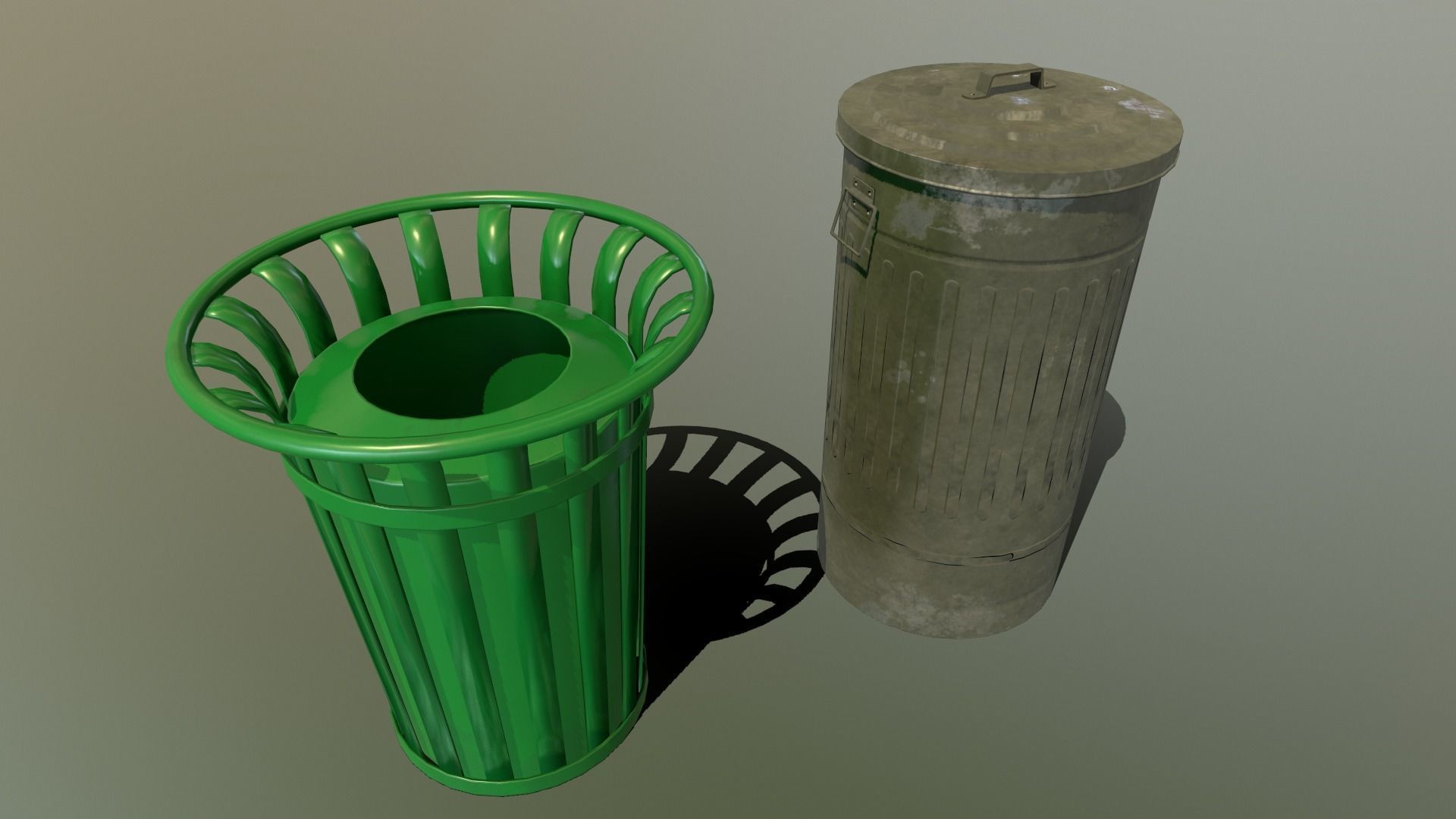 Trashcan trash can and recycling bin Free 3D model_4