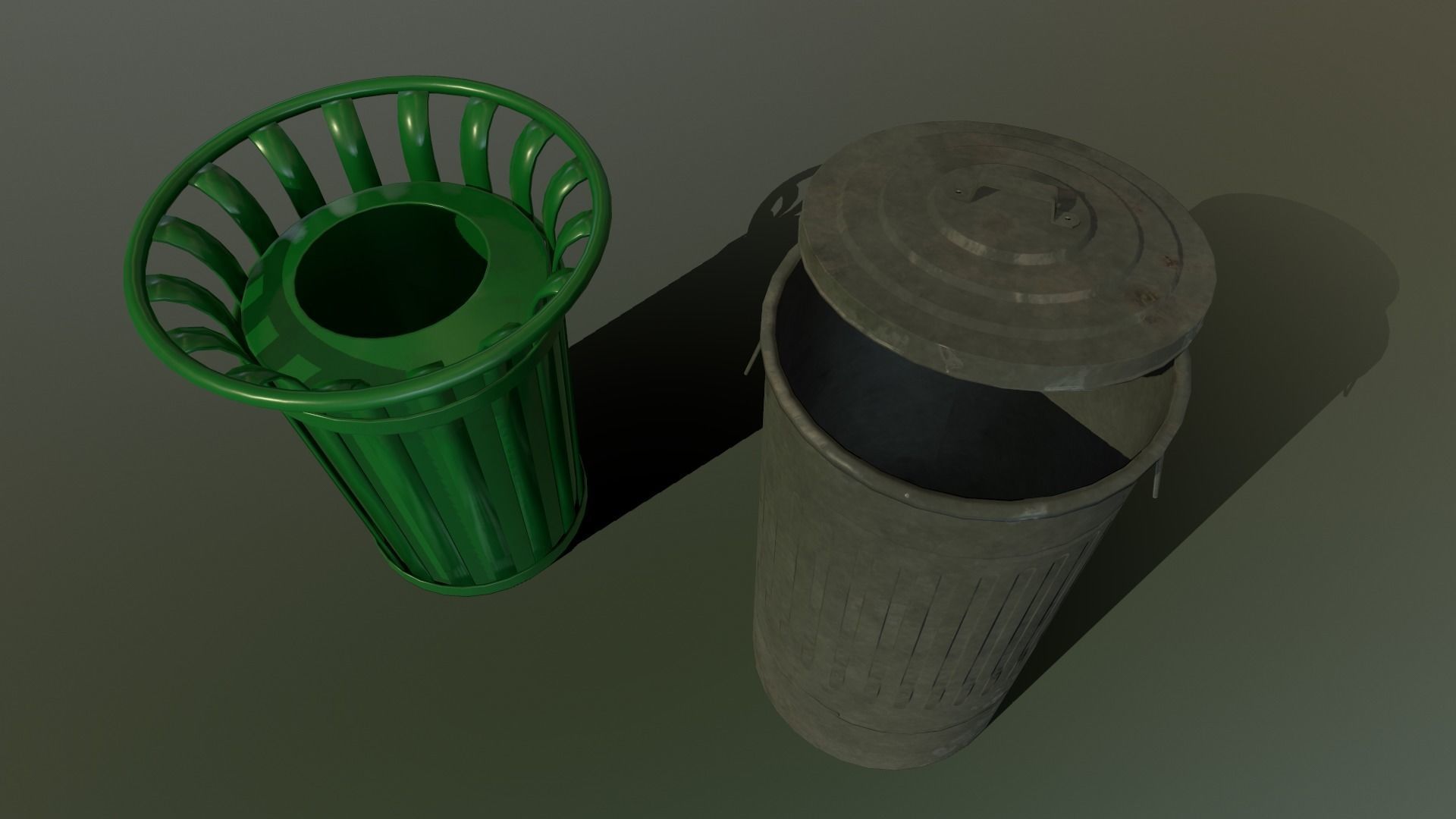 Trashcan trash can and recycling bin Free 3D model_2