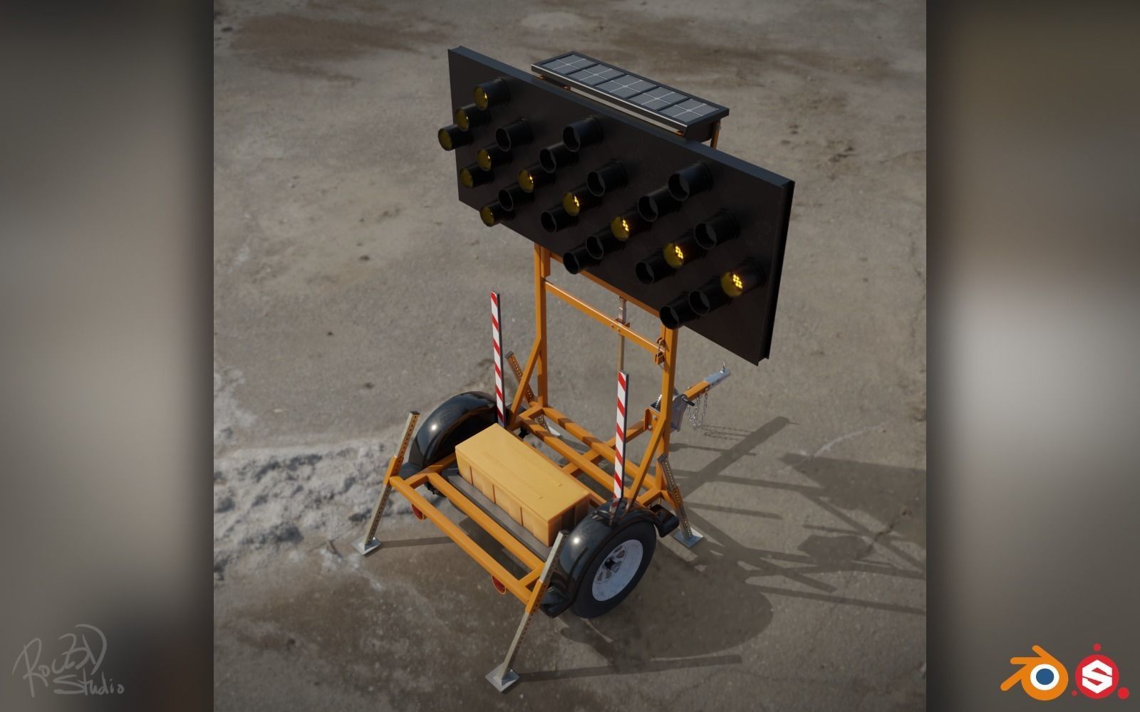 Traffic Arrow Signboard 3D model_2