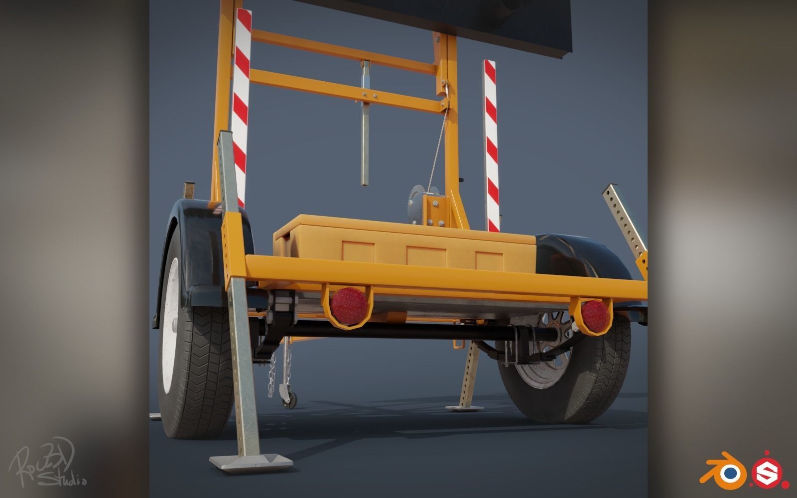 Traffic Arrow Signboard 3D model_4