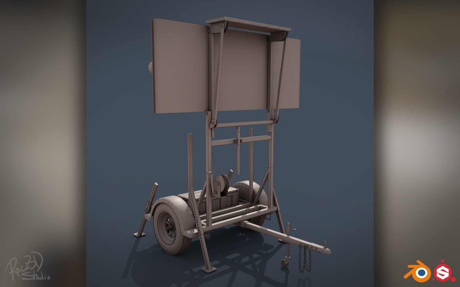 Traffic Arrow Signboard 3D model_6