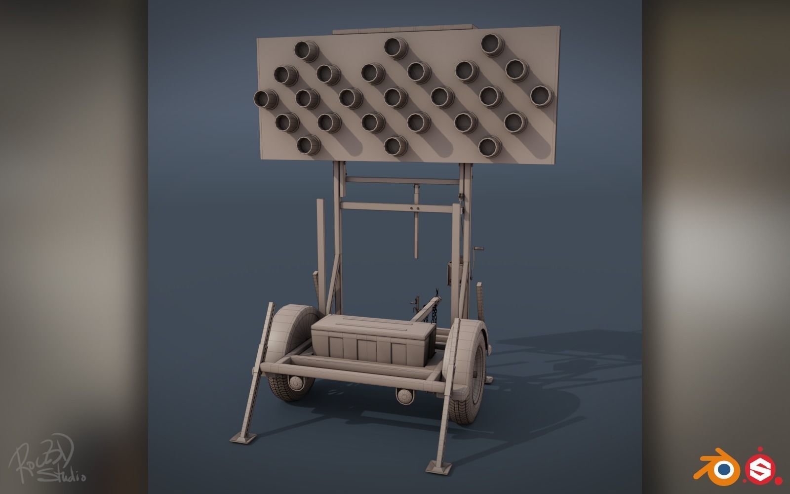 Traffic Arrow Signboard 3D model_5