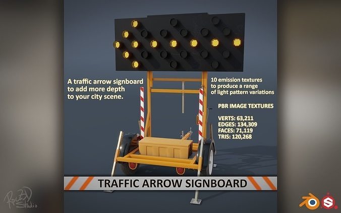 Traffic Arrow Signboard 3D model