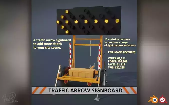 Traffic Arrow Signboard 3D model