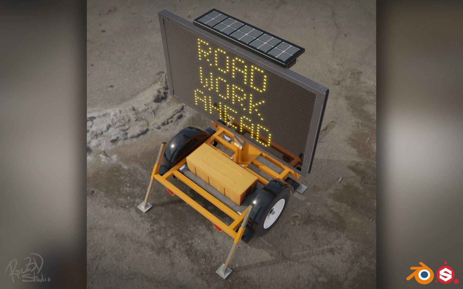 Traffic Message Signboard 3D model_5